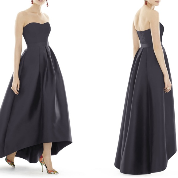 alfred sung high low sateen twill gown
